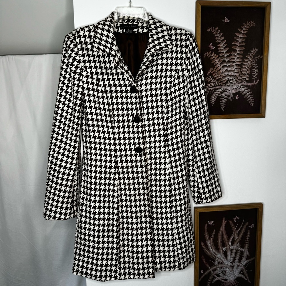 Vintage Brown Houndstooth Donna Rae Peacoat (6)